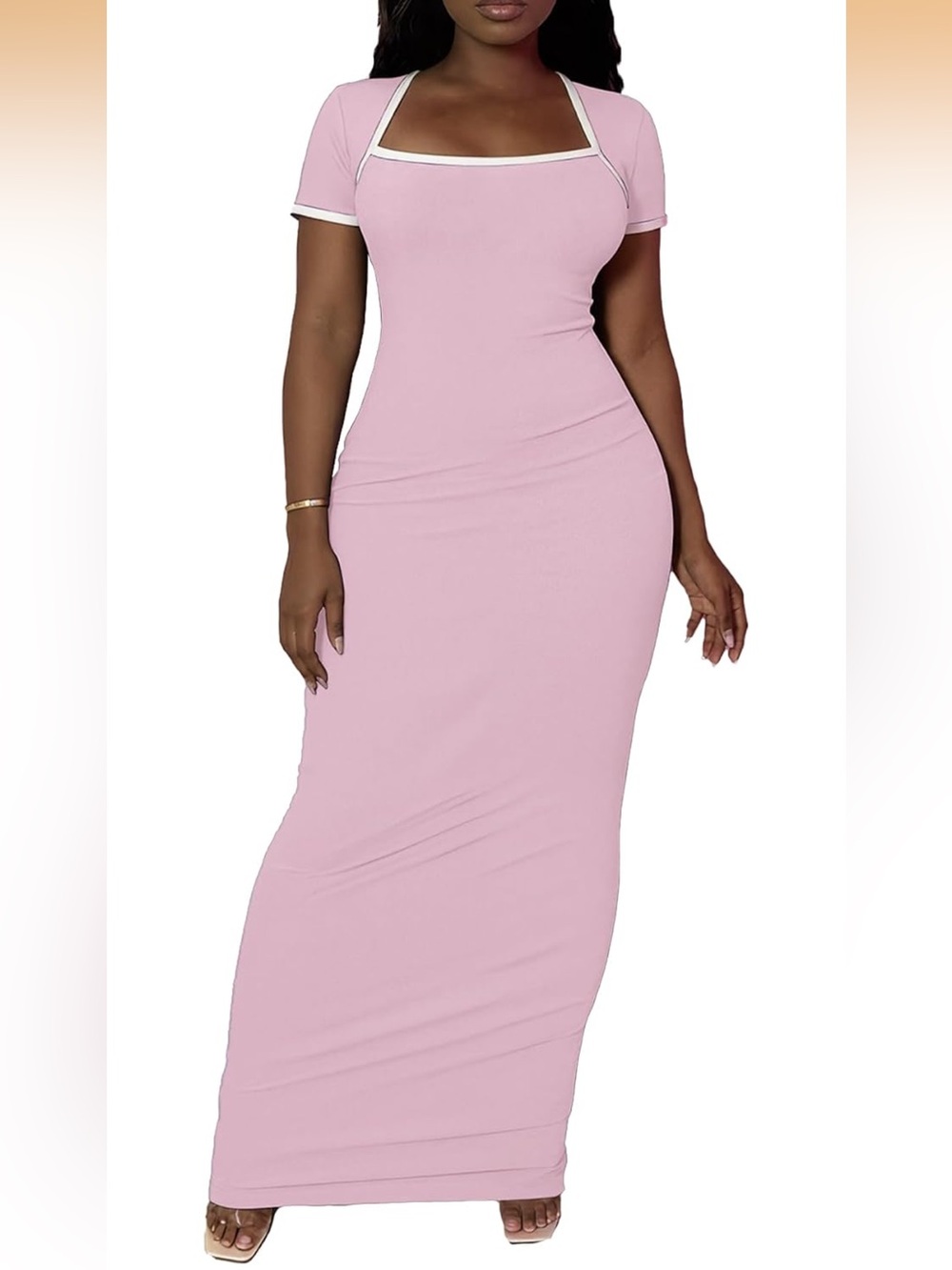 Women’s Slim Fit Pink Maxi Dress